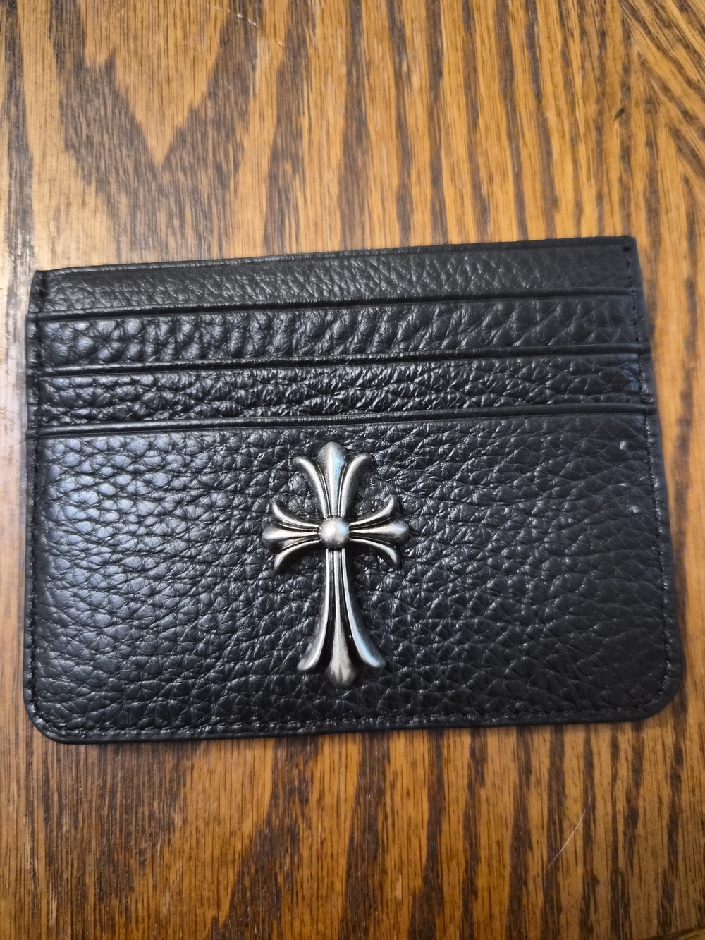 Chrome Hearts Black Leather Card Holder with Silver Emblem - Picture 2 of 6